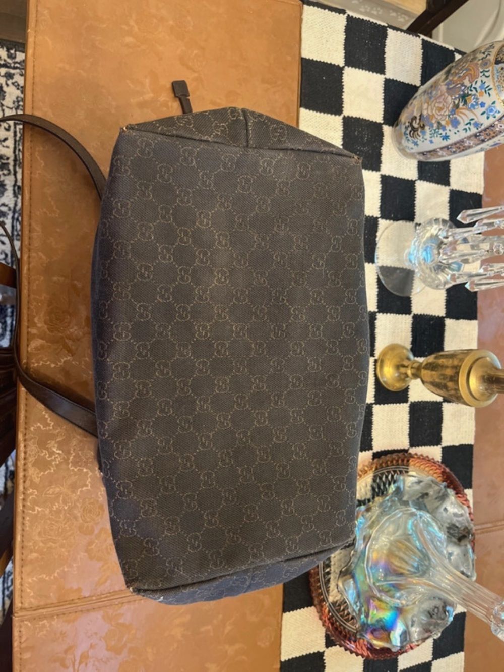 Gucci Brown Monogram Tote with Leather Straps - Picture 6 of 16